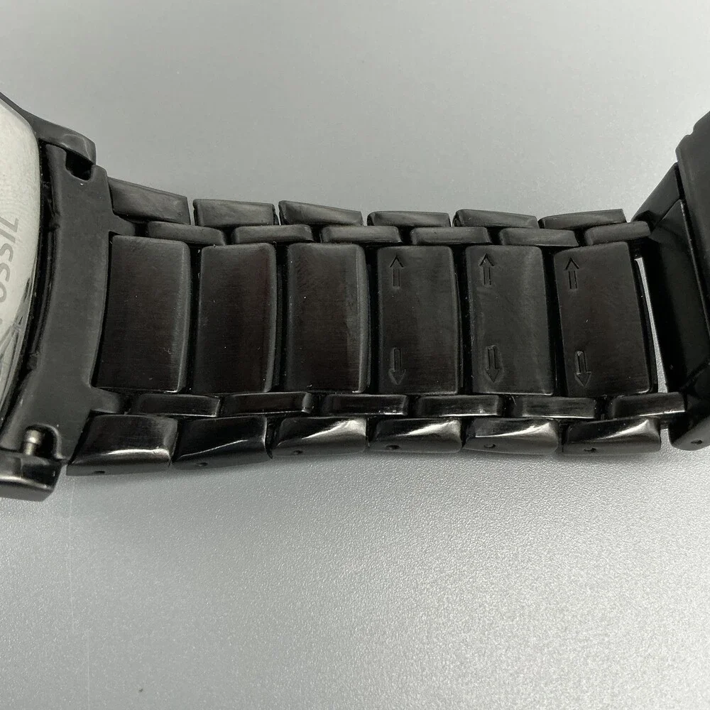 Fossil FS4159 Mens Watch 35mm Black Stainless Bracelet New Battery 6.5